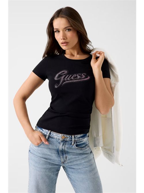 T-shirt con logo glitter